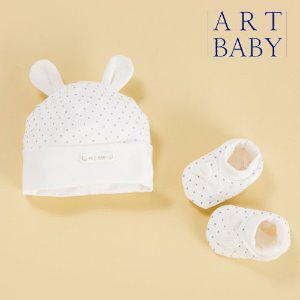 [artbaby] 아트베이비 신생아 모자 덧신 set_도트블루